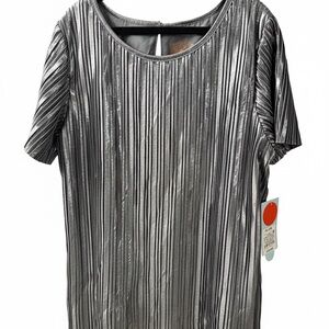 Cat & Jack Shimmering Silver Pleated Blouse